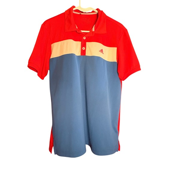 adidas Other - Men's Adidas Colorblock Polo Shirt Red White Blue Short Sleeve Athletic Size S